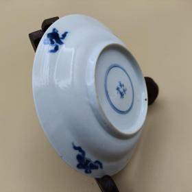 清康熙本朝青花小盘，三娘教子图，寄托款成化年制，全美品难得，多年收藏割爱价。