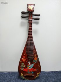 旧藏木胎漆器彩绘琵琶弹拨乐器一把