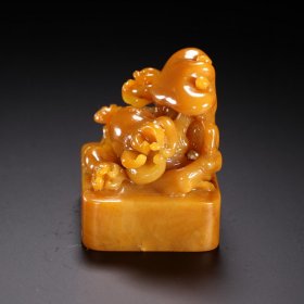 名家款 田黄石灵芝钮印章