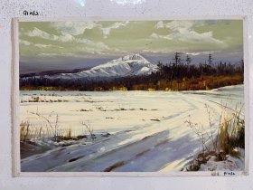 朝鲜油画 金昌国 作品“冬天风景”