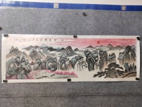 吴国会老师山水小长条作品，托片，不记得进价了，随便卖，吴国会，1963年生于河北威县，河北国画院院士，曾获首届白石杯国际书画大赛三等奖