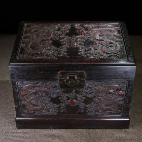 紫檀木祥龙多宝盒收纳盒，长42厘米宽29厘米厚30厘米