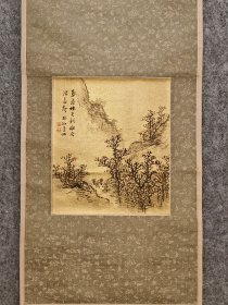 古筆山水小品【松林桂月】 1876〜1963（明治九〜昭和三十八）88岁伊藤笃一的次子，本名笃，字子敬,号香外居、玉江渔人、 樱云洞,人赘松林家为婿后改姓松林。山口县人。与 松林雪贞均出野口幽谷门下。曾师岩溪裳川学习汉 诗。日本侵华期间，于1937年来中国东北，任伪满洲国 第一次美术展审查员，1942年与有岛生马再次到中国 东北进行美术活动。日本艺术院会员，帝室技艺员，先 后为帝国美术院展审查员