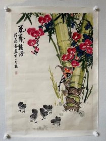 徐湛 画 尺寸：97*67cm 托片 徐湛师从李苦禅、郭味蕖和欧阳中石，在中国写意花鸟画、书法、诗词及美学理论方面都有很深的造诣。