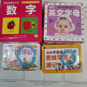 幼儿启蒙认知卡-数字+英文字母+汉语拼音+小学英语600词，4本合售