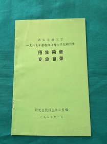 1987年西安交通大学招收研究生招生简章专业目录