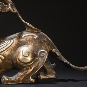 旧藏 老铜胎神兽摆件