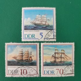 德国邮票 东德 1988年帆船 3枚销