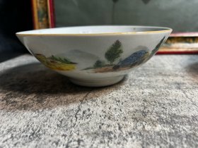 567瓷，70年代手绘农村新风景大碗一只