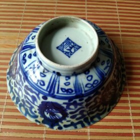 清代洋蓝青花大瓷碗一个C