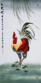 孔庆义国画字画纯手绘四尺竖幅工笔画鸡