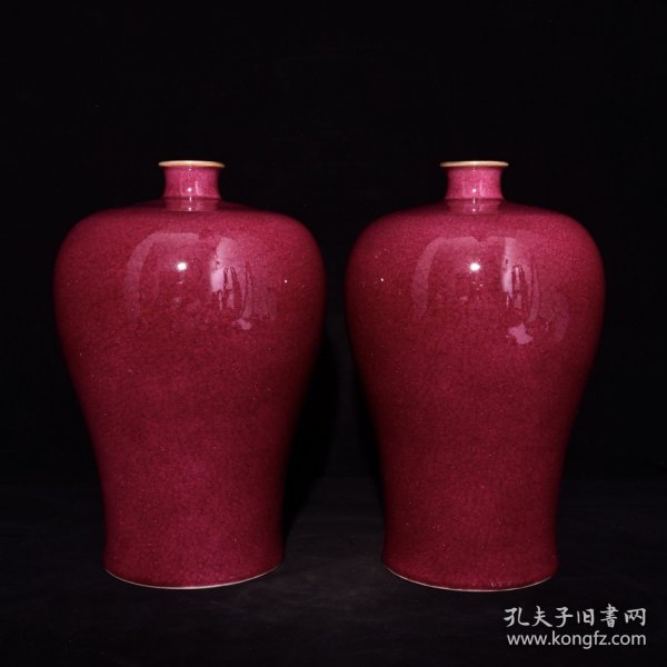 旧藏 清雍正宝石红釉梅瓶 高30.5×20.5厘米