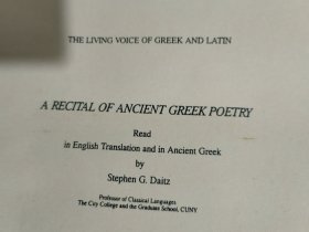 A Recital of Ancient Greek Poetry。The living voices of Greek and Latin
