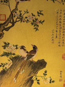 五代南唐画家徐熙手绘绢本立轴花鸟画一幅