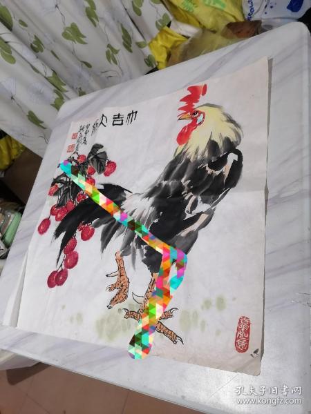 浙江浦江人,中国近代著名花鸟画大师和美术教育家  张世简作品<大吉大利>斗方长68x68保真