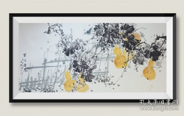 著名书画家李派兴先生花鸟画屏之二《家园雅趣》画芯76x137cm，适宜装框挂客厅、书房；