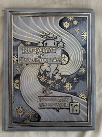potter202,稀有夸奇联合出版：rubaiyat，《鲁拜集》 1886年超大开本（32×24×3.5cm)，布面精装本，烫金封面书脊，维德Elihu Vedder绘图，每页都配精美插图，内含100多幅精美插图，手写体文本