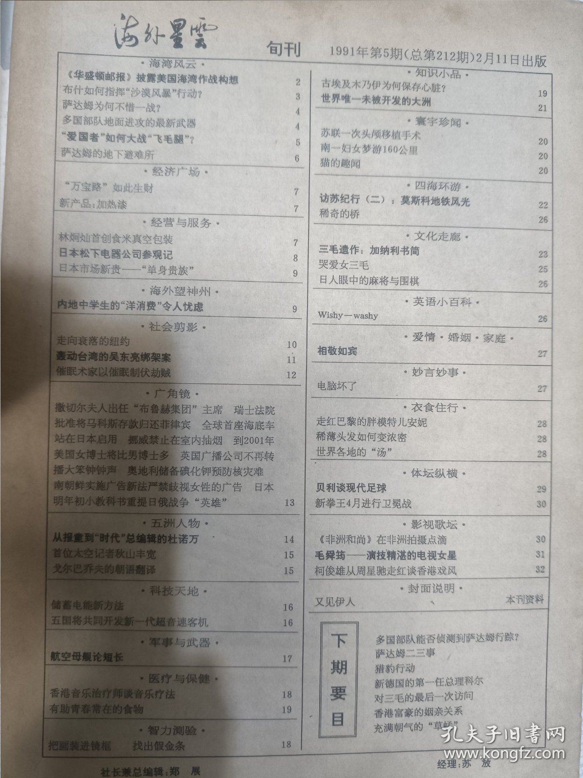 海外星云 旬刊 1991.5(萨达姆为何不惜一战，女星毛舜筠，三毛遗作：加纳利书简)