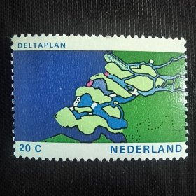 HL603荷兰邮票1972年三角洲计划 缩短海岸线防洪 地图 外国邮票 新 1全