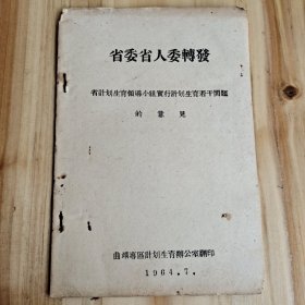 省委省人委转发-省计划生育领导小组实行计划生育若干问题的意见