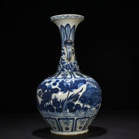 元青花鱼藻纹双耳瓶 50*30厘米