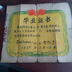 毕业证书1959年