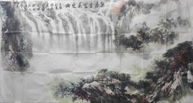 苏州画家 张国柱 谈宗旺 魏云龙 合作《泉瀑生云景更幽》＃2179