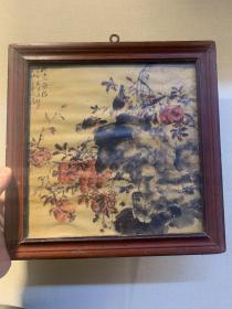 当代著名画家曹瑞 设色纸本秋光无限石榴花鸟小品