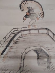 （7）回流老画，老艺术画，纸本，手绘画落款印章，尺寸130cmX31.5cm