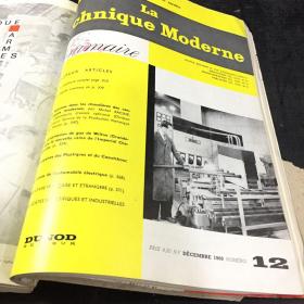 LA TECHNIQUE MODERNE  52  7-12 JULY-DEC 1960（现代技术）月刊合订本 法文版