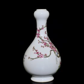 清乾隆珐琅彩花鸟纹蒜头瓶 23/12.5厘米