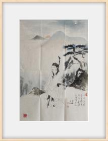 著名画家孟刚精品《东坡居士赏月图》