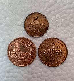 英属马恩岛英属1/2-1便士 3枚 17-20mm 自然氧化 按图发货