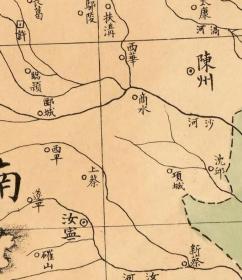 古地图1887 皇朝直省與地全图 清光绪十三年。纸本大小130.47*149.1厘米。宣纸艺术微喷复制。