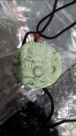 翠龙戏珠玉吊坠圆牌龙游天下男女挂件颈饰品项链配件包邮