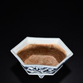 旧藏 元青花松竹梅纹六方盆 高10厘米 宽22.5厘米