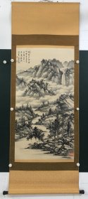 0982 杨增堂 国画山水 绢本立轴 　 画心尺寸108-58cm