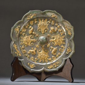 旧藏 鎏金花卉纹透光铜镜