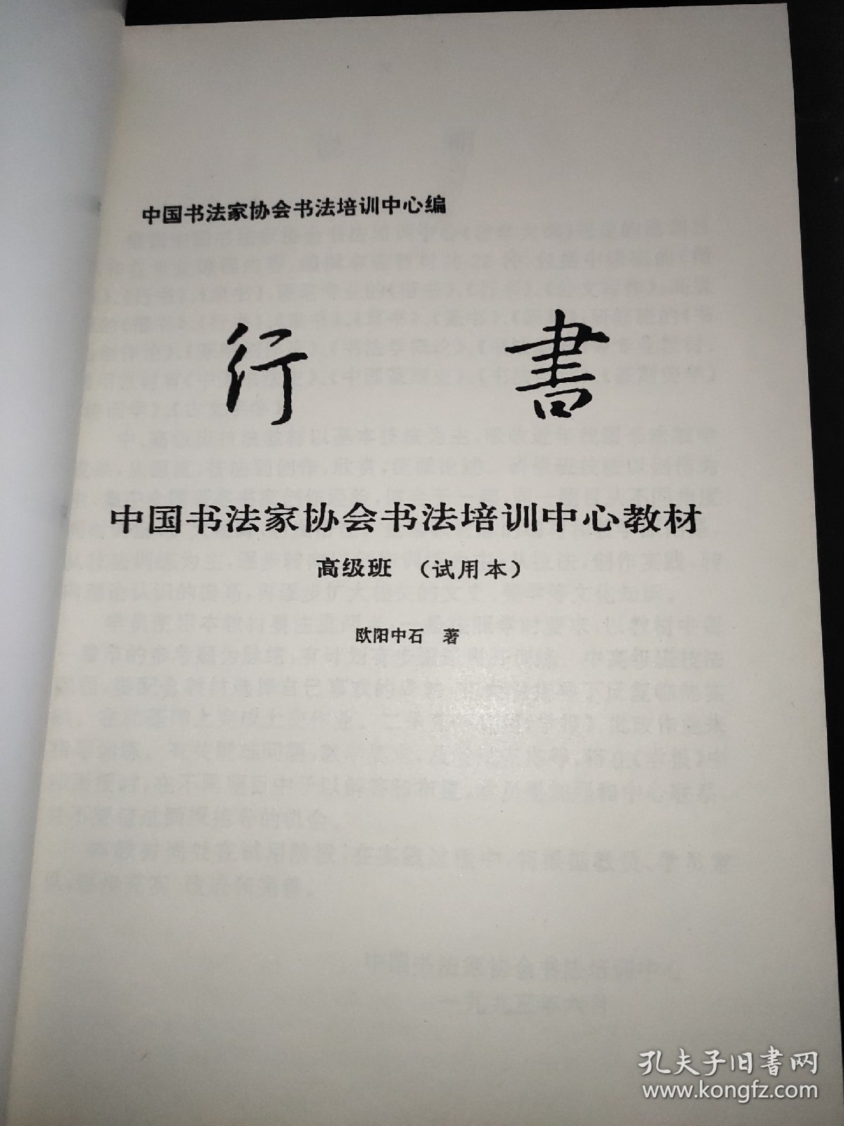 中国书法家协会书法培训中心教材： 行书（高级班试用本）