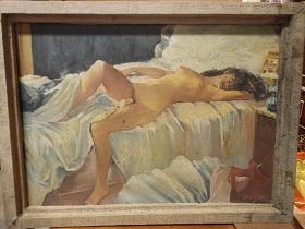 《睡梦中的女人》人物油画老木板油画