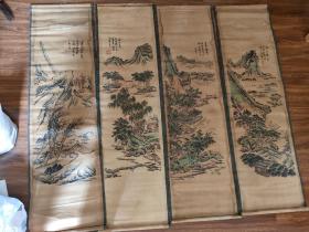袁江袁耀春夏秋冬四条屏（127×35.5cm）