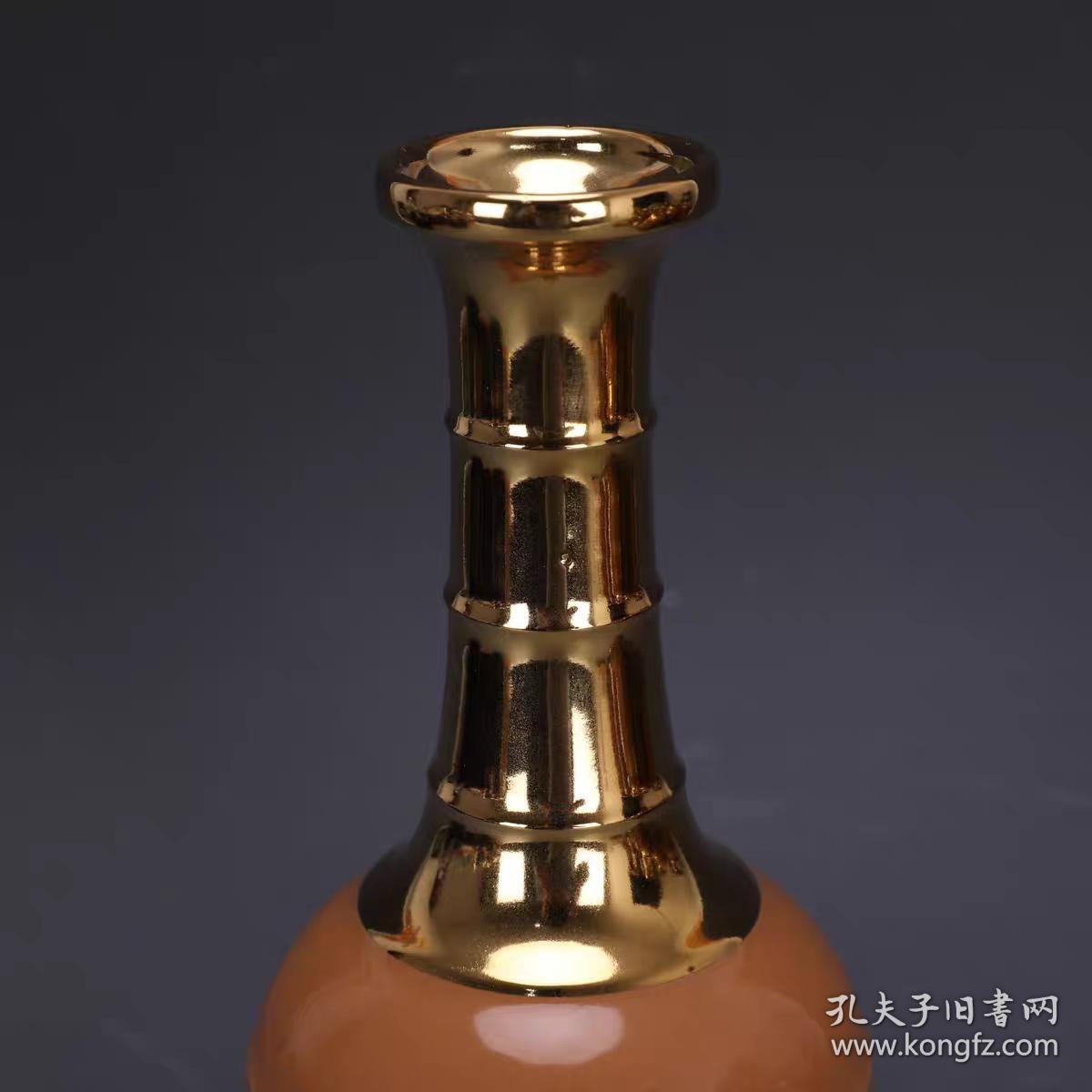 汝窑紫金釉描金炫纹赏瓶