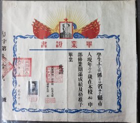 1953年青海省第一中学校毕业证书，校长聂文郁颁发，证书清真风格，西域特色明显，此件实价销售