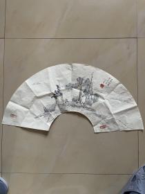 山水画 扇面 字画 作品 纯手绘 国画