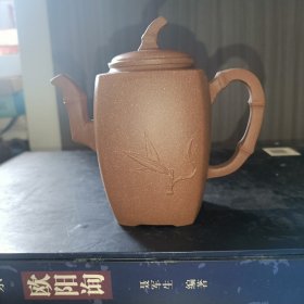 宜兴段泥原矿贴花竹叶高风亮节壶 储建飞老师手制 300cc左右
