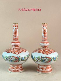 大清乾隆年制粉彩花卉瓶，，品相完整，成色如图。