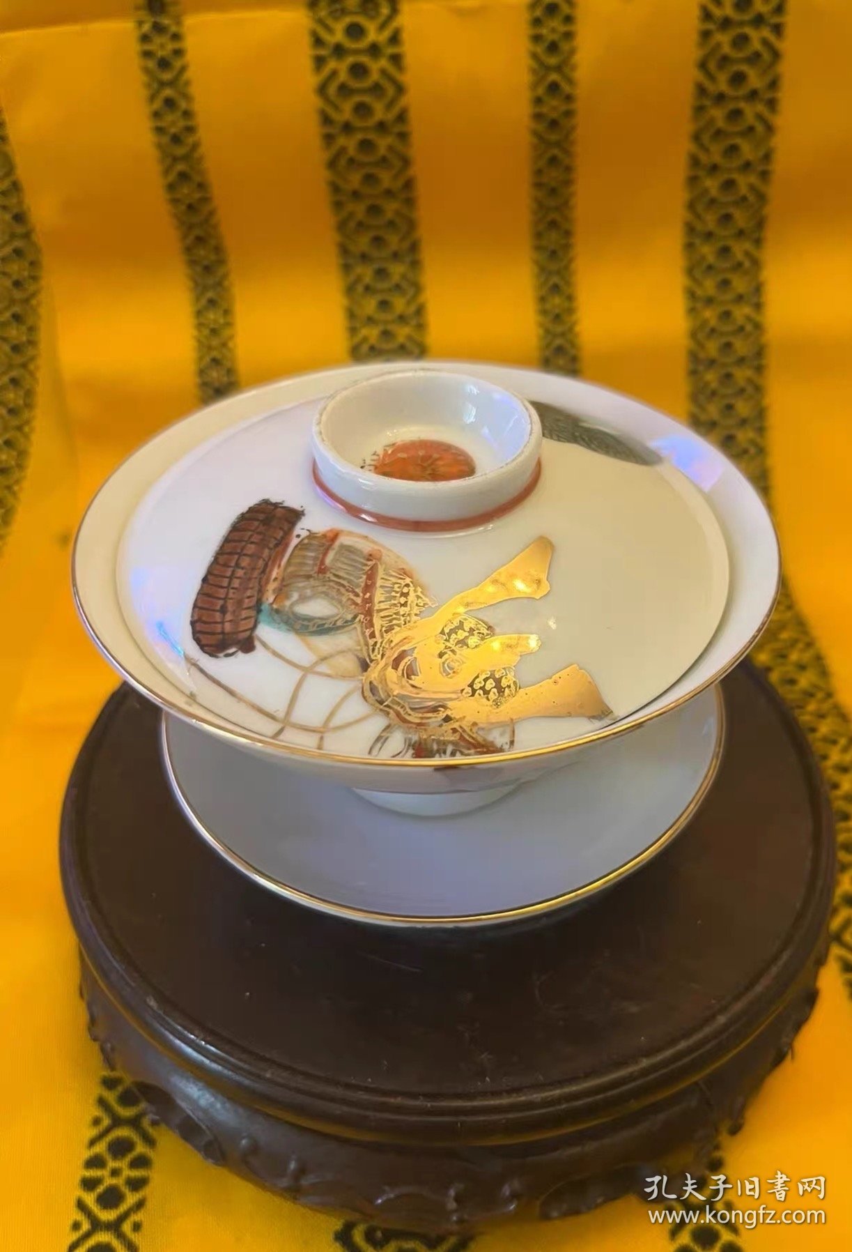 九谷烧矿彩绘描金三才小盖碗适合功夫茶小容量 画面富丽堂皇 金彩绚丽典雅 天地人三才 矿彩点金 茶室美器