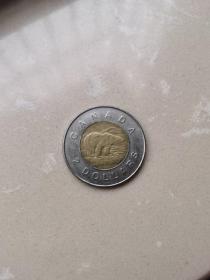 加拿大双色币，北极熊，2元，伊丽莎白女王，2005年