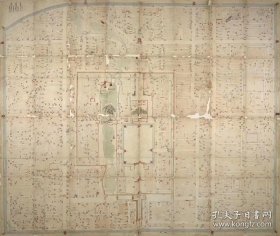 古地图1747清乾隆12年精绘北京图。彩绘。城市地图。大英图书馆藏。纸本大小54.97*65.02厘米。宣纸原色仿真。微喷复制