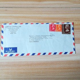 香港实寄封1980年寄贴女王邮票3枚